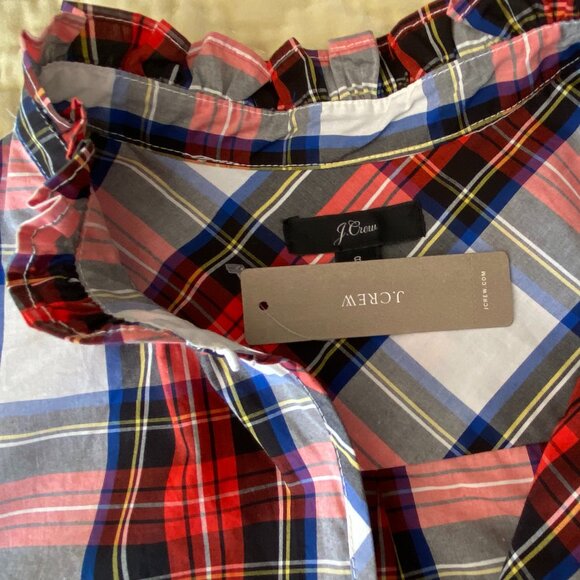 J Crew Holiday Plaid Tartan Ruffle Neck Tank - Picture 16 of 16